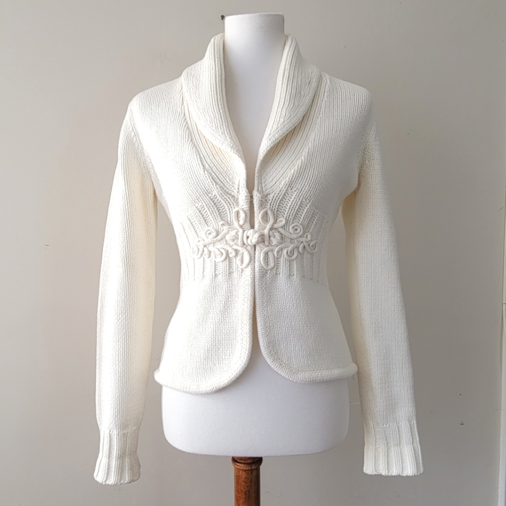 White House Black Market Sweater Blazer Cardigan in White